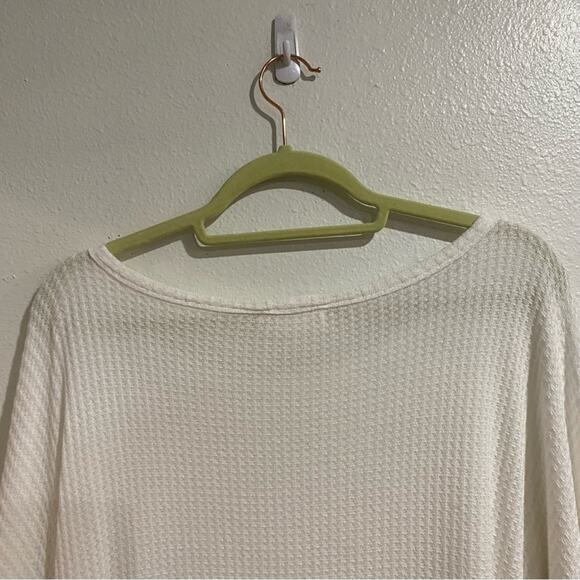 Lavender Field White Waffle Knit Balloon Sleeve Top Sz L - Picture 7 of 10